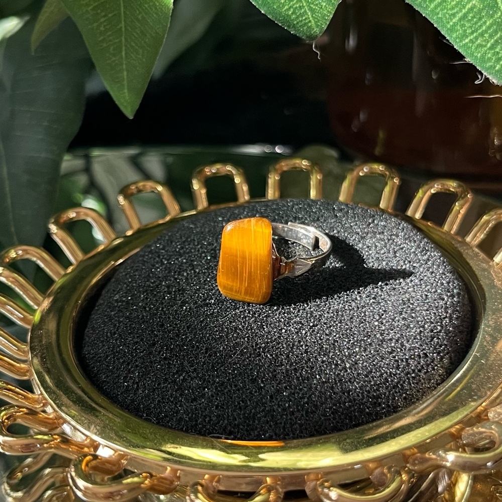 Adjustable Tigers Eye Stone Ring